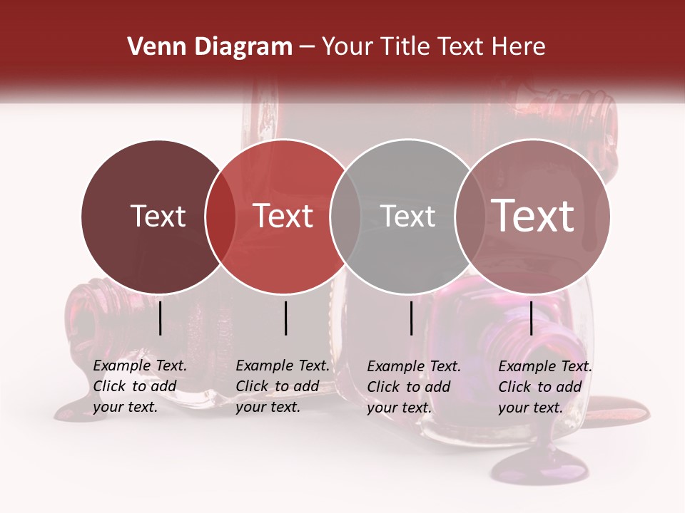 Two Bottles Of Nail Polish With Red And Purple Colors PowerPoint Template