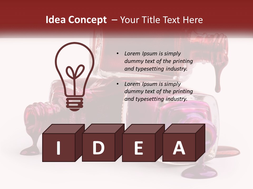 Two Bottles Of Nail Polish With Red And Purple Colors PowerPoint Template