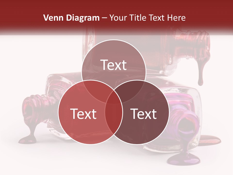 Two Bottles Of Nail Polish With Red And Purple Colors PowerPoint Template