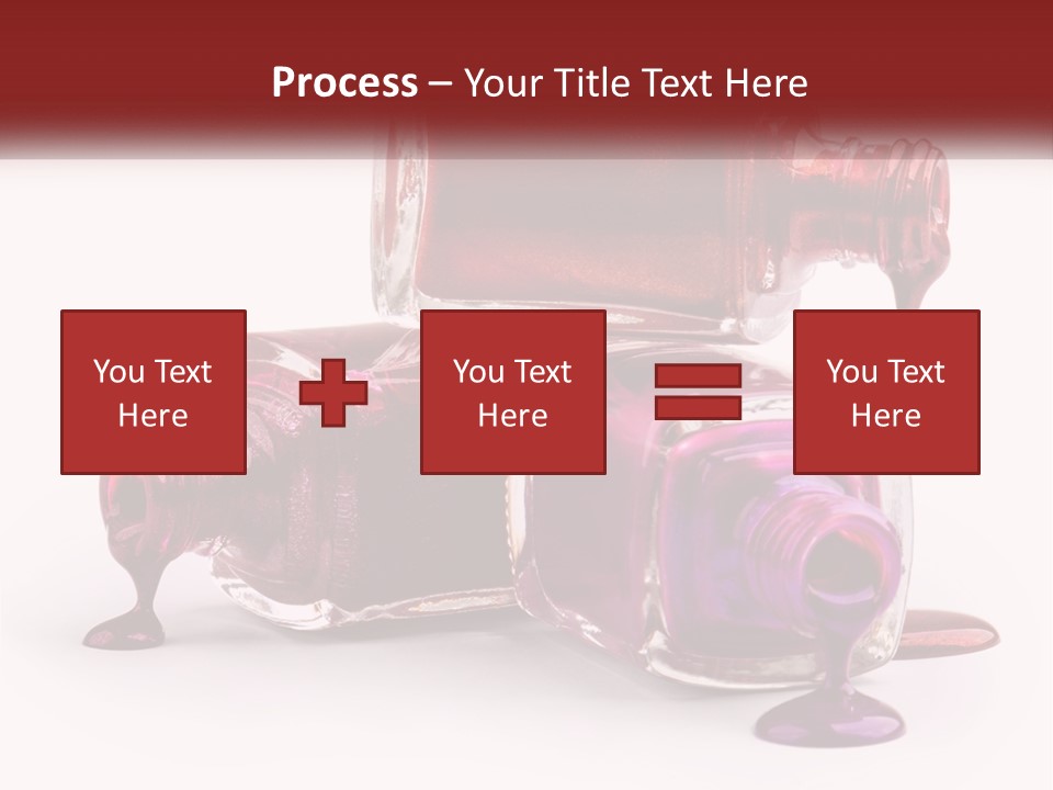 Two Bottles Of Nail Polish With Red And Purple Colors PowerPoint Template