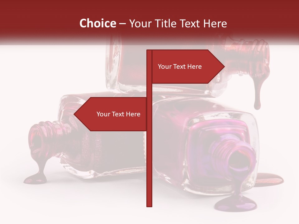 Two Bottles Of Nail Polish With Red And Purple Colors PowerPoint Template