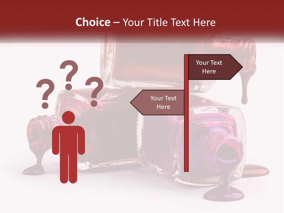 Two Bottles Of Nail Polish With Red And Purple Colors PowerPoint Template