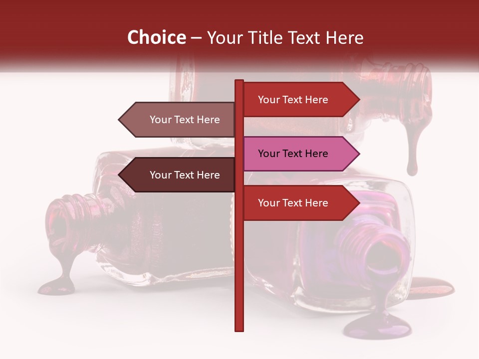 Two Bottles Of Nail Polish With Red And Purple Colors PowerPoint Template