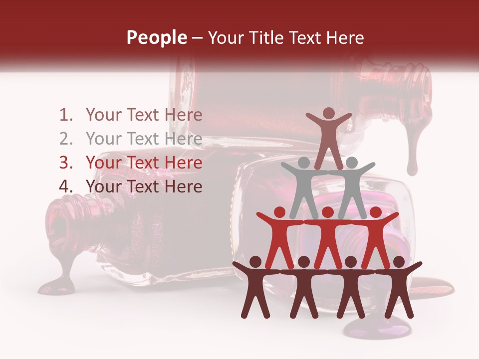 Two Bottles Of Nail Polish With Red And Purple Colors PowerPoint Template