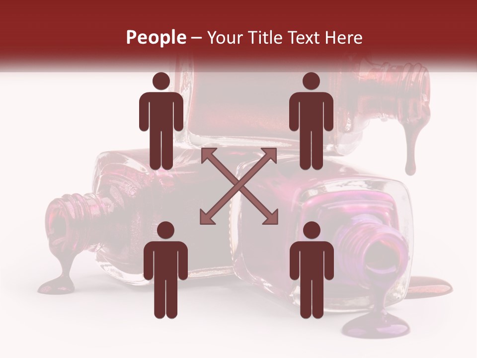 Two Bottles Of Nail Polish With Red And Purple Colors PowerPoint Template