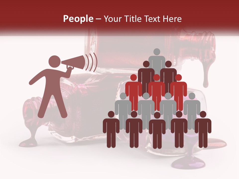 Two Bottles Of Nail Polish With Red And Purple Colors PowerPoint Template