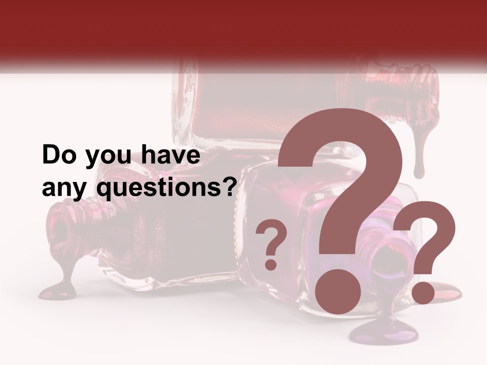 Two Bottles Of Nail Polish With Red And Purple Colors PowerPoint Template