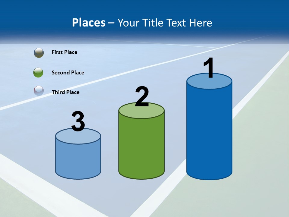 A Tennis Court With A Blue And Green Court PowerPoint Template