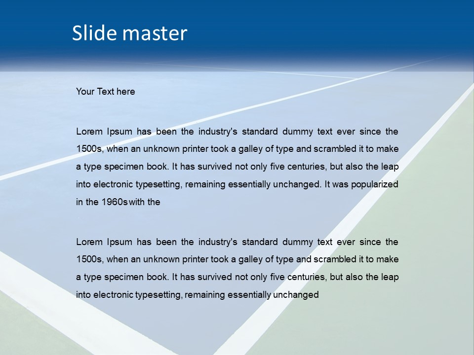 A Tennis Court With A Blue And Green Court PowerPoint Template