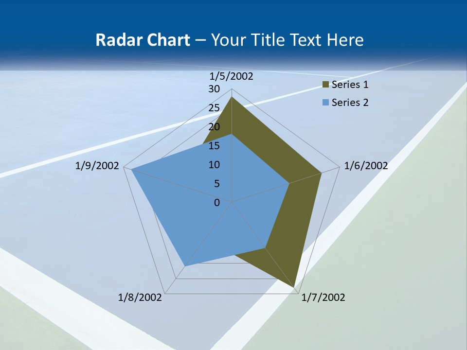 A Tennis Court With A Blue And Green Court PowerPoint Template
