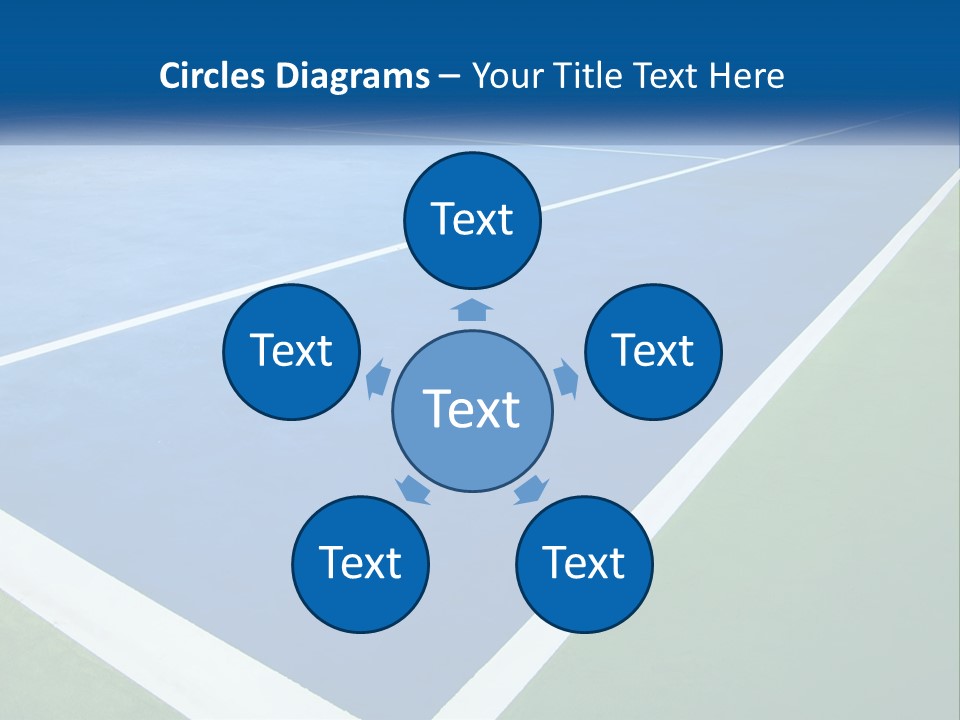 A Tennis Court With A Blue And Green Court PowerPoint Template