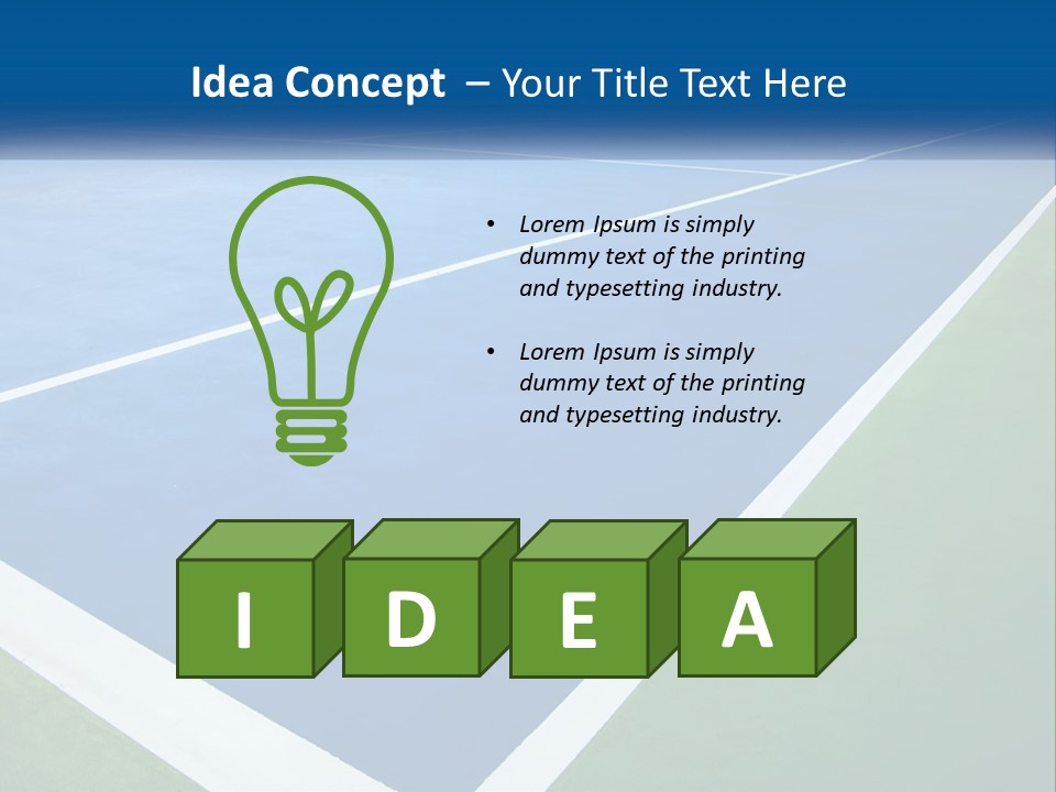 A Tennis Court With A Blue And Green Court PowerPoint Template