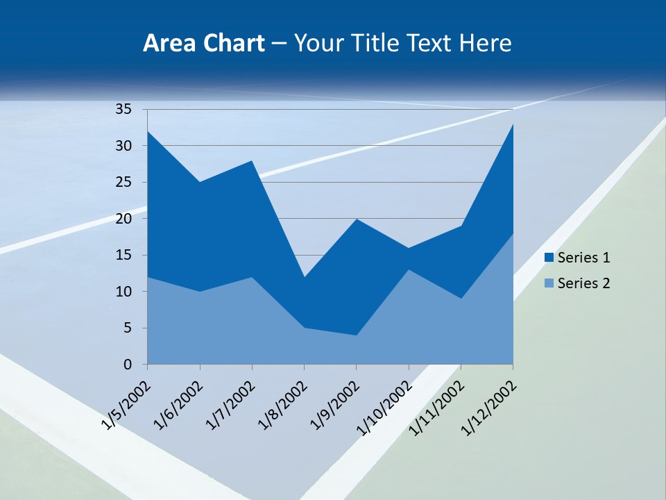 A Tennis Court With A Blue And Green Court PowerPoint Template