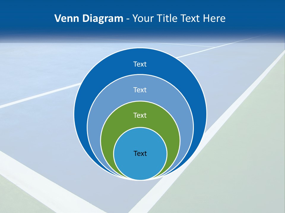 A Tennis Court With A Blue And Green Court PowerPoint Template