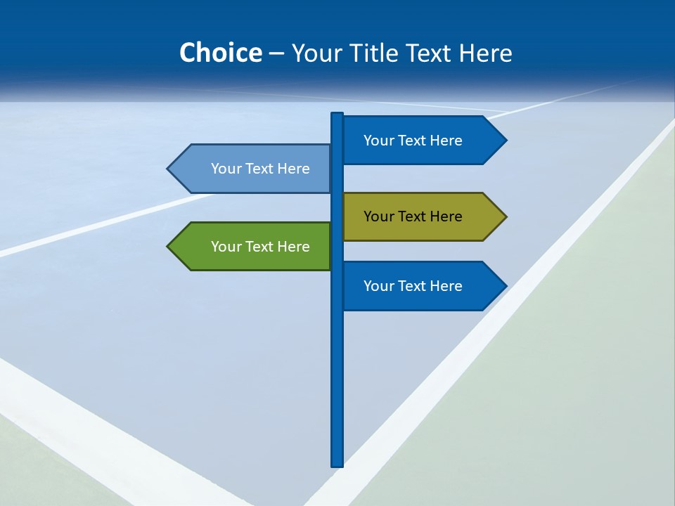 A Tennis Court With A Blue And Green Court PowerPoint Template