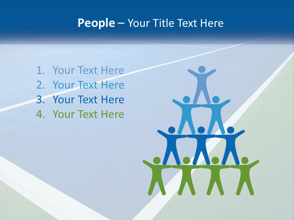 A Tennis Court With A Blue And Green Court PowerPoint Template