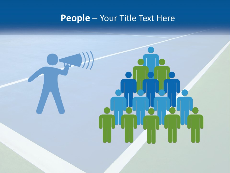 A Tennis Court With A Blue And Green Court PowerPoint Template