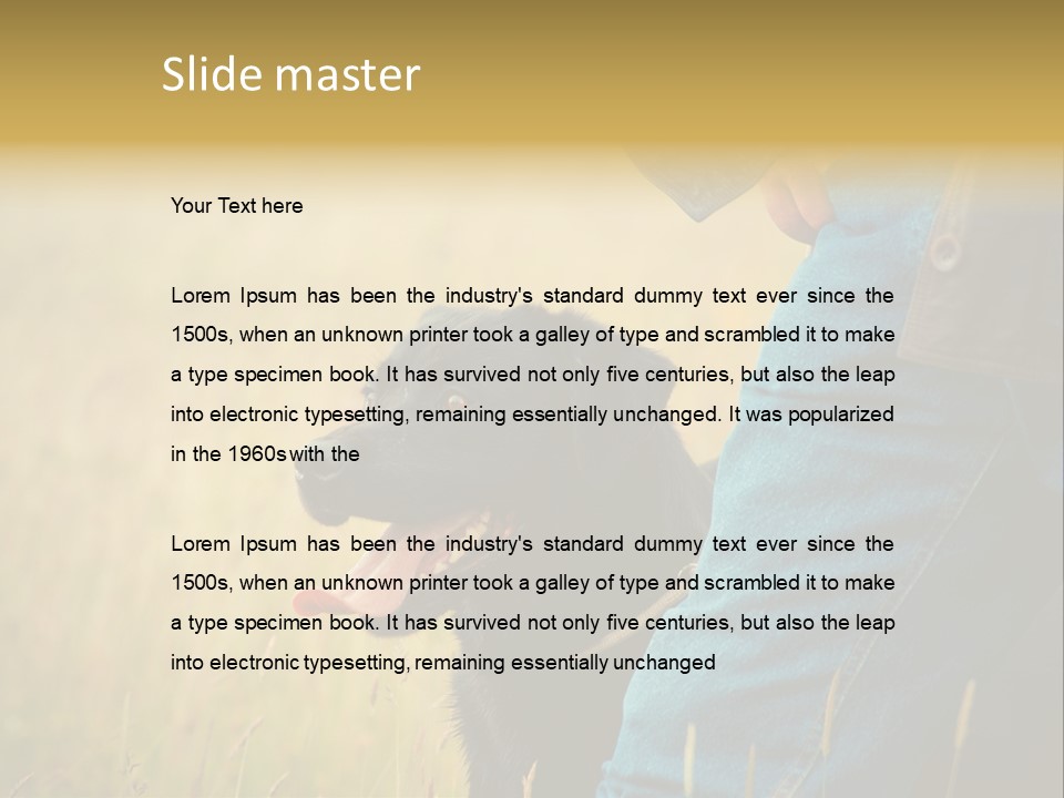 A Person Holding A Black Dog In A Field PowerPoint Template