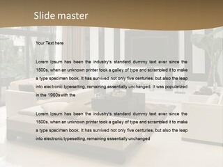 A Living Room With A Couch A Chair And A Television PowerPoint Template