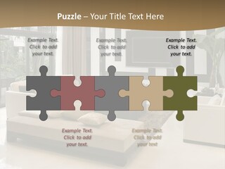 A Living Room With A Couch A Chair And A Television PowerPoint Template