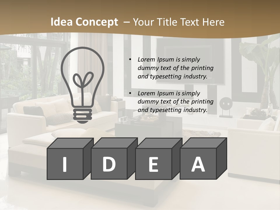 A Living Room With A Couch A Chair And A Television PowerPoint Template