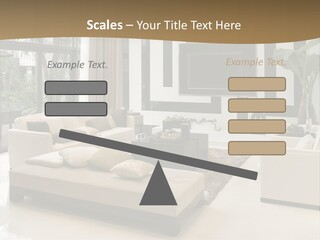 A Living Room With A Couch A Chair And A Television PowerPoint Template