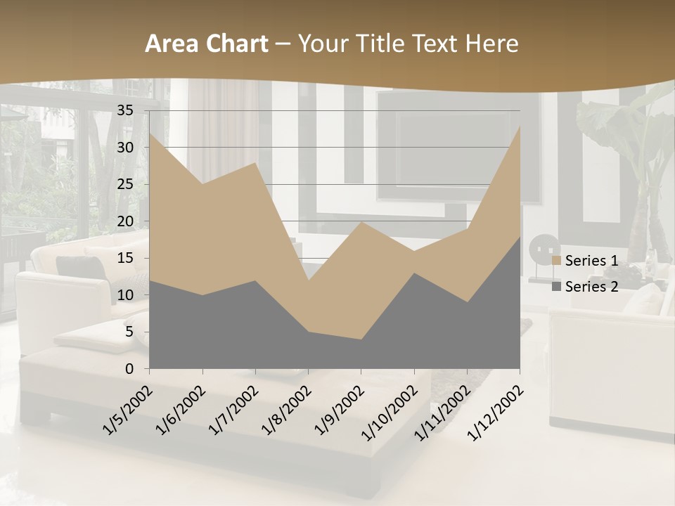 A Living Room With A Couch A Chair And A Television PowerPoint Template