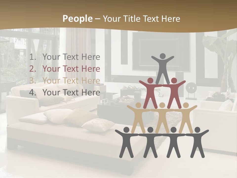 A Living Room With A Couch A Chair And A Television PowerPoint Template