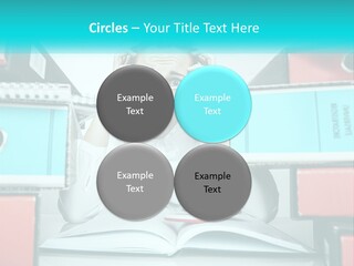 A Woman In Glasses Is Sitting At A Desk With Many Files PowerPoint Template