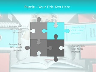 A Woman In Glasses Is Sitting At A Desk With Many Files PowerPoint Template