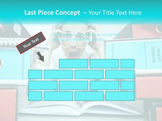 A Woman In Glasses Is Sitting At A Desk With Many Files PowerPoint Template