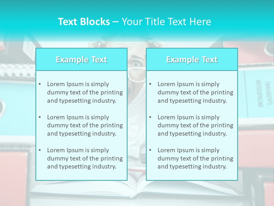 A Woman In Glasses Is Sitting At A Desk With Many Files PowerPoint Template