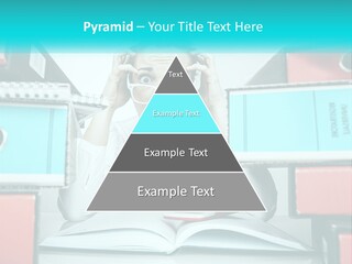 A Woman In Glasses Is Sitting At A Desk With Many Files PowerPoint Template