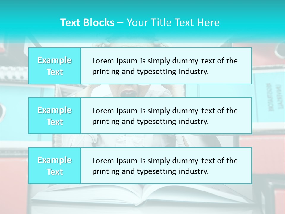 A Woman In Glasses Is Sitting At A Desk With Many Files PowerPoint Template