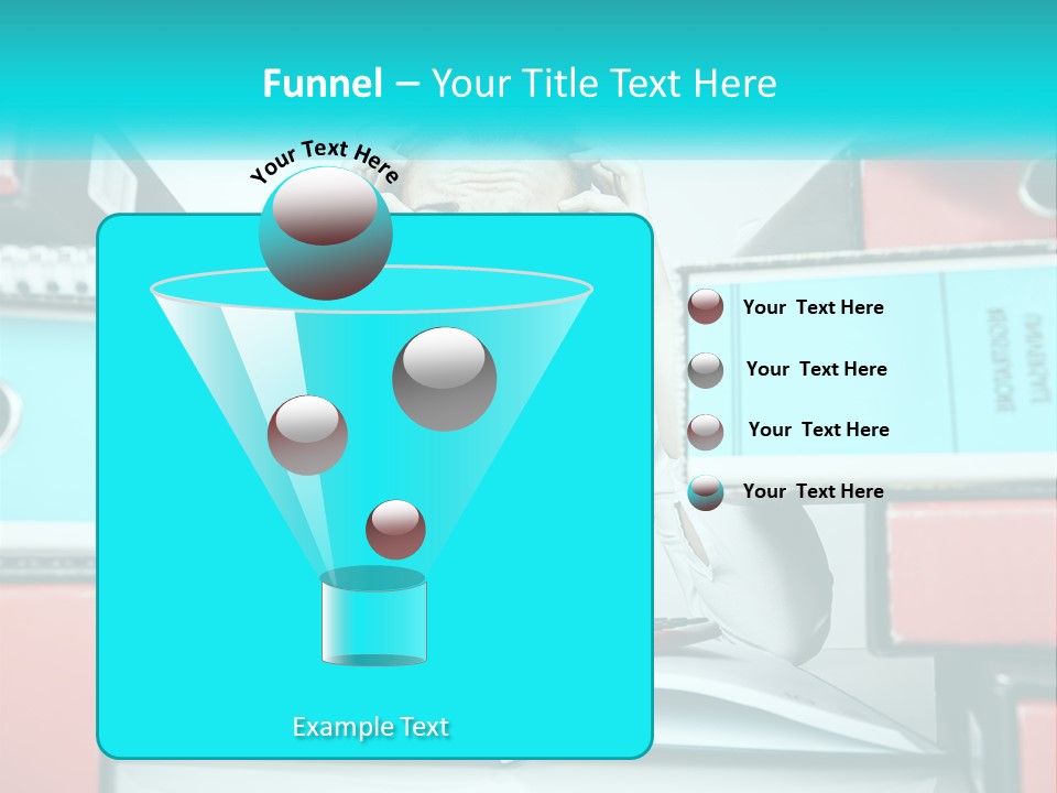 A Woman In Glasses Is Sitting At A Desk With Many Files PowerPoint Template