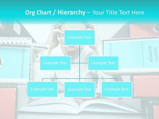 A Woman In Glasses Is Sitting At A Desk With Many Files PowerPoint Template