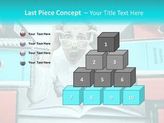 A Woman In Glasses Is Sitting At A Desk With Many Files PowerPoint Template