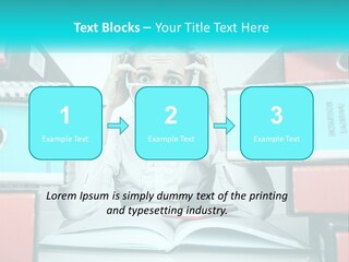 A Woman In Glasses Is Sitting At A Desk With Many Files PowerPoint Template