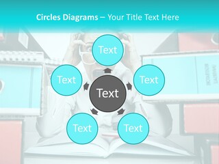 A Woman In Glasses Is Sitting At A Desk With Many Files PowerPoint Template