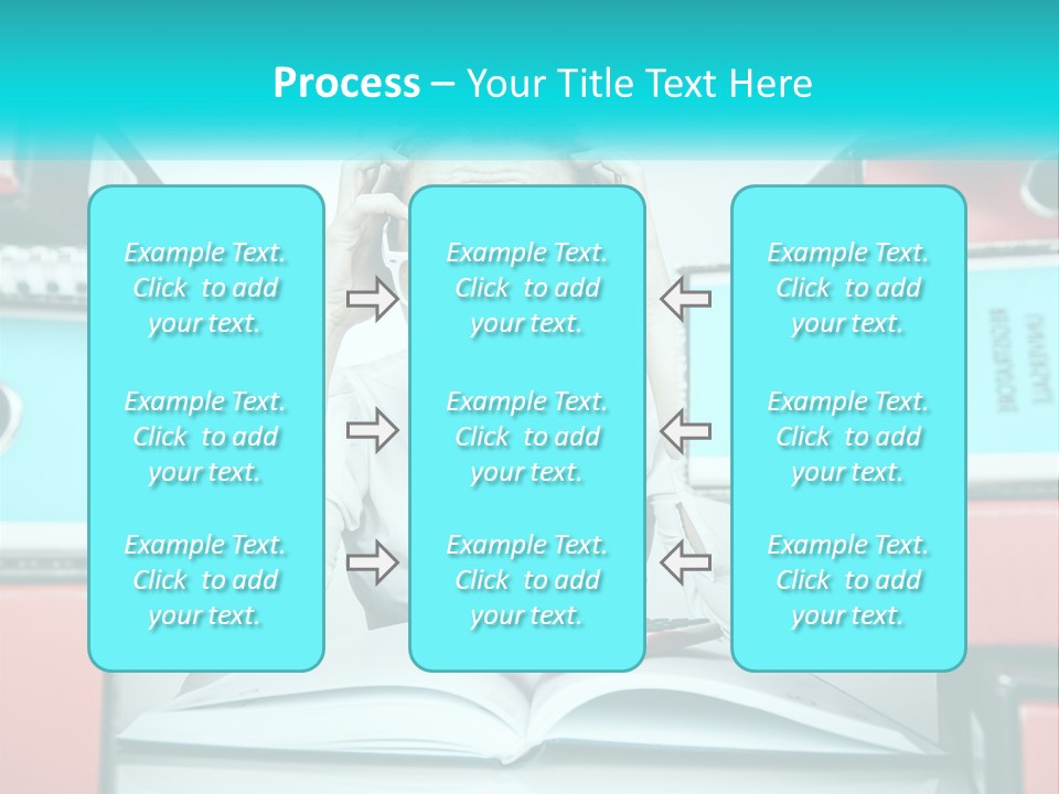 A Woman In Glasses Is Sitting At A Desk With Many Files PowerPoint Template