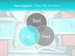 A Woman In Glasses Is Sitting At A Desk With Many Files PowerPoint Template