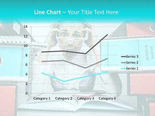A Woman In Glasses Is Sitting At A Desk With Many Files PowerPoint Template