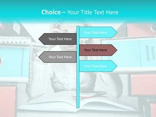 A Woman In Glasses Is Sitting At A Desk With Many Files PowerPoint Template