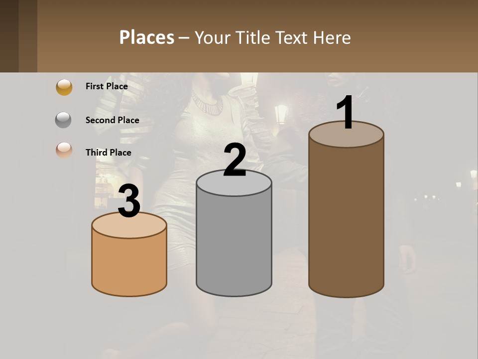 A Man And A Woman Walking Down A Street At Night PowerPoint Template