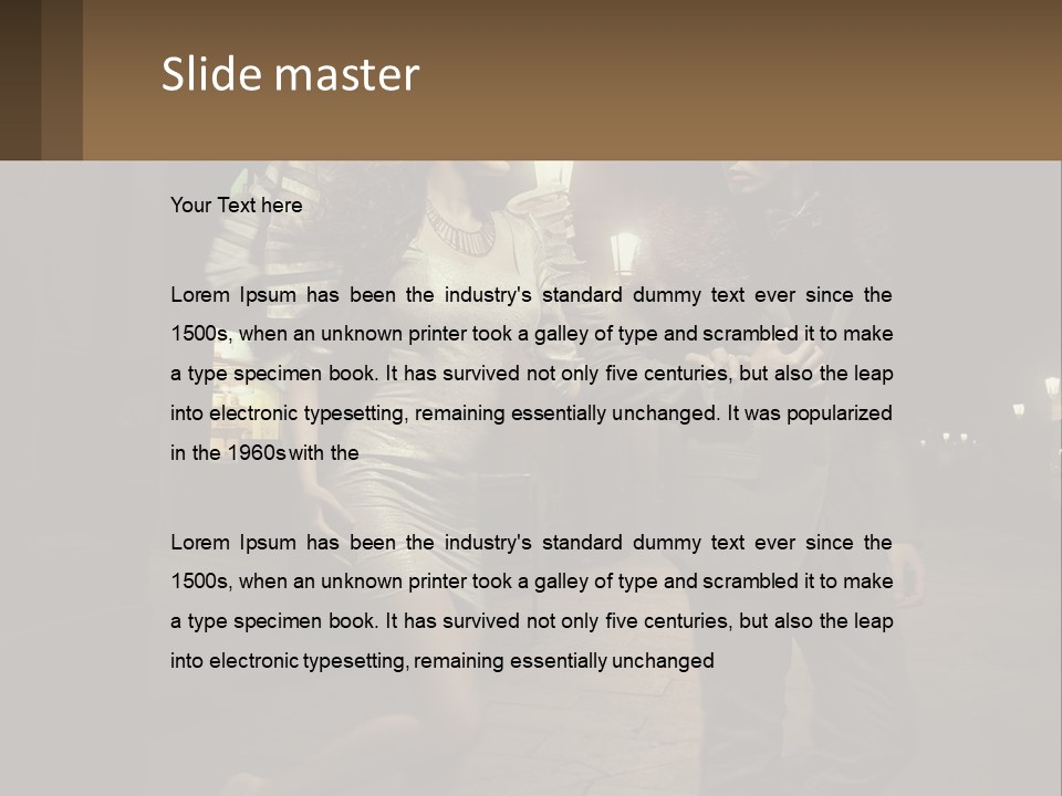 A Man And A Woman Walking Down A Street At Night PowerPoint Template