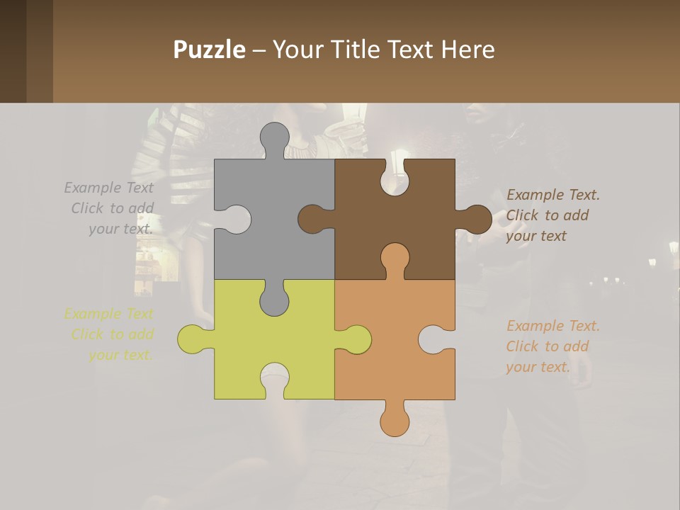 A Man And A Woman Walking Down A Street At Night PowerPoint Template