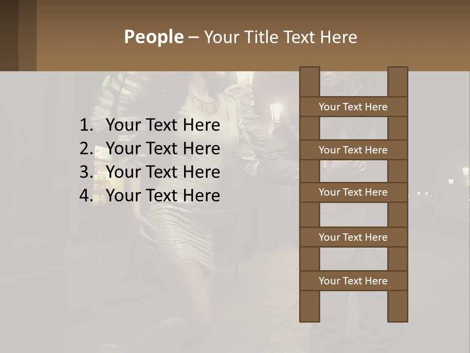 A Man And A Woman Walking Down A Street At Night PowerPoint Template