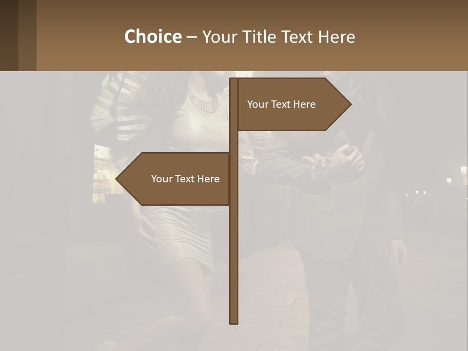 A Man And A Woman Walking Down A Street At Night PowerPoint Template