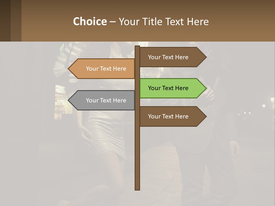 A Man And A Woman Walking Down A Street At Night PowerPoint Template