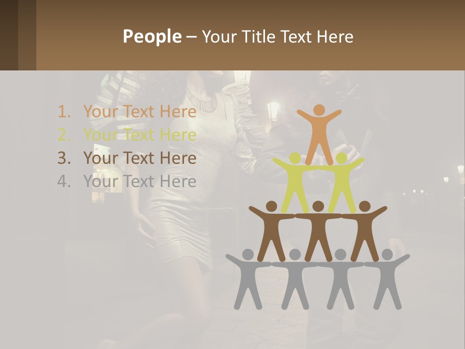 A Man And A Woman Walking Down A Street At Night PowerPoint Template